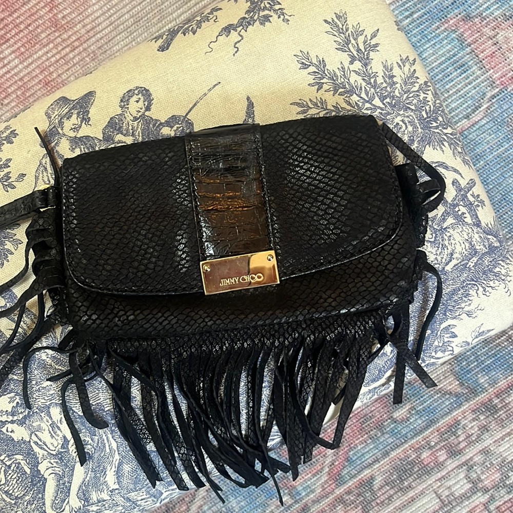 Jimmy Choo Black Fringe Clutch